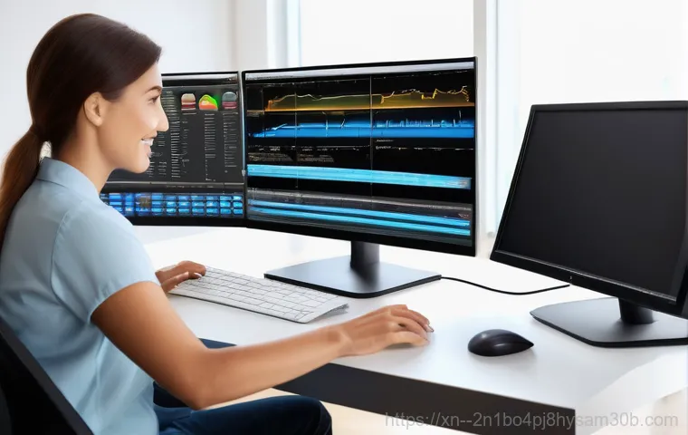 광명시 조립컴퓨터 pc 출장판매설치 - Inside a cozy living room, a female computer expert, in her early 30s, is actively discussing PC spe...