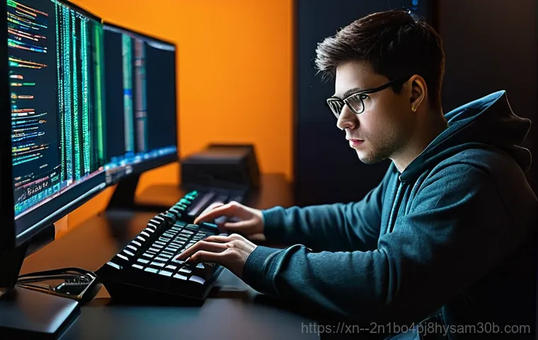 보라매동 STATUS_SYSTEM_FILE_MISSING - A young adult, approximately 25 years old, with a slightly worried and frustrated expression, sits a...