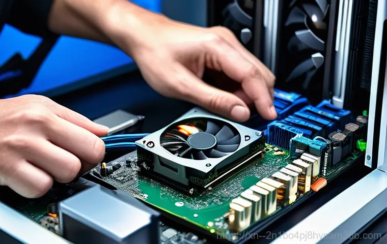 가양동 그래픽카드조립 및 교체수리 - A split image vividly contrasting the "before" and "after" of a computer graphics card upgrade. On t...