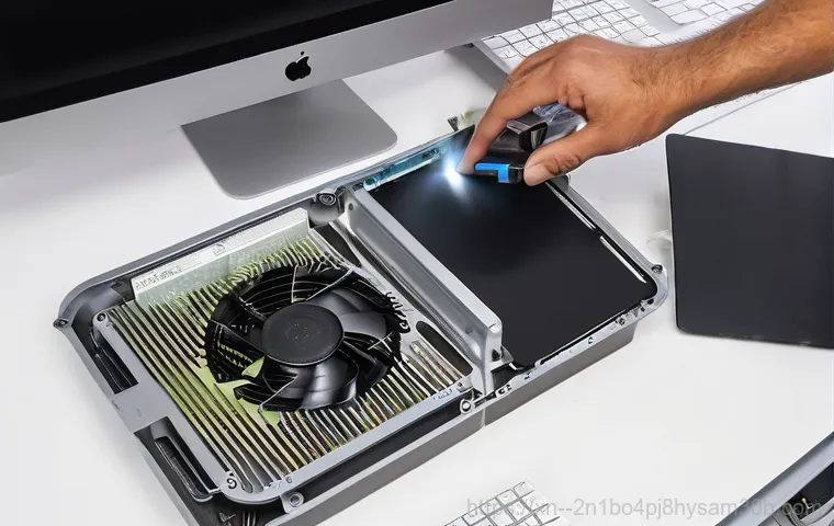 구의동 아이맥 판매 및 수리 - **Prompt 1: "The Revitalized iMac: SSD and RAM Upgrade in Progress"**
    A bright, clean, and moder...