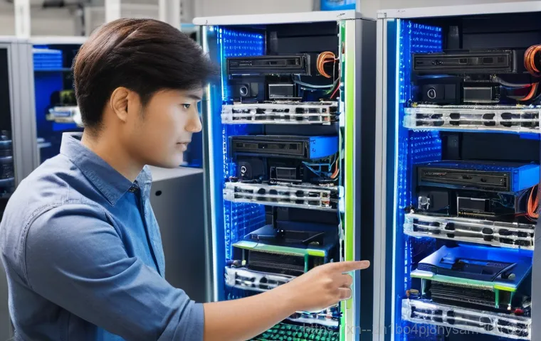 화전동 중고컴퓨터 pc 출장판매설치 - A professional computer technician, wearing a clean uniform, is meticulously setting up a sleek, mod...