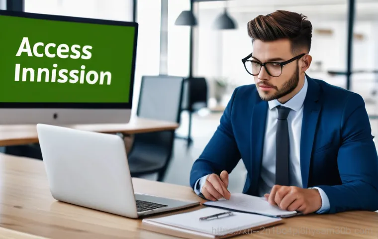 등촌동 STATUS_NETWORK_ACCESS_DENIED - A young adult, dressed in casual clothing, sits at a desk, looking utterly frustrated at a computer ...