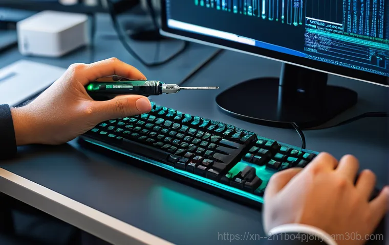 발산동 STATUS_KERNEL_LOG_FAILURE - A user sits in a dimly lit room, eyes wide with frustration and concern, staring at a computer monit...