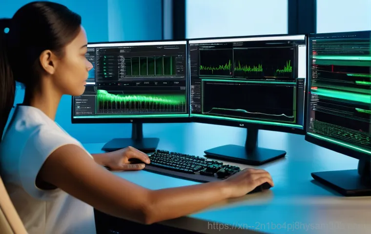 발산동 STATUS_KERNEL_LOG_FAILURE - A focused and determined individual, wearing a tech-savvy outfit, is engaged in deep computer troubl...