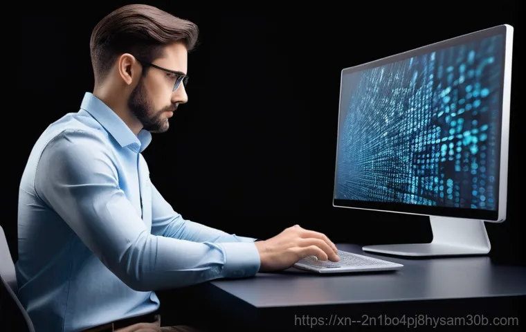 고양동 STATUS_KERNEL_BOOT_DRIVE_ERROR - A detailed shot inside an open desktop computer case, focusing on a person's hands meticulously exam...