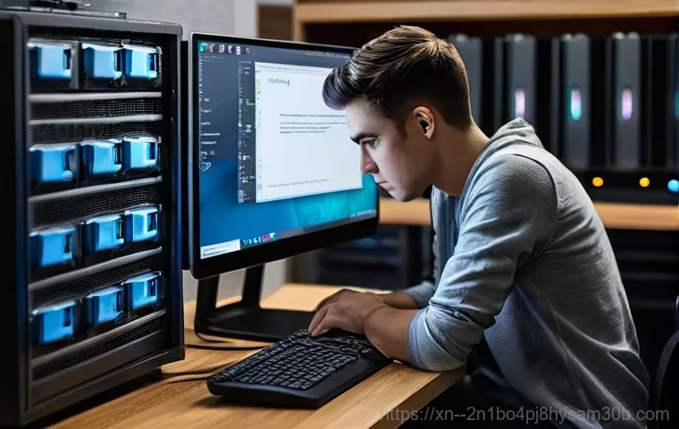 홍파동 BUGCODE_USB_DRIVER - **Prompt:** A young adult, either male or female, sitting at a desk in a dimly lit room, intensely s...