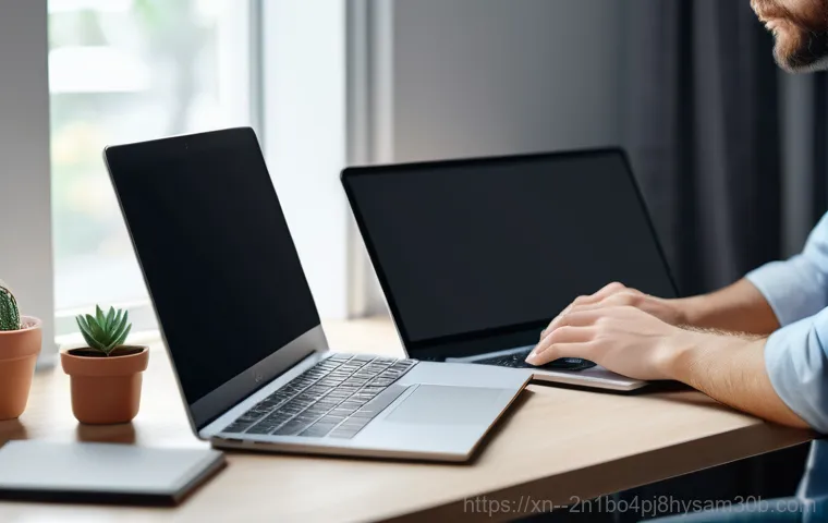 탄현동 윈도우11 windows11 재설치 포맷  초기화 - **Prompt 1 (Frustration before Initialization):** A person in their late 20s to early 30s, with a di...