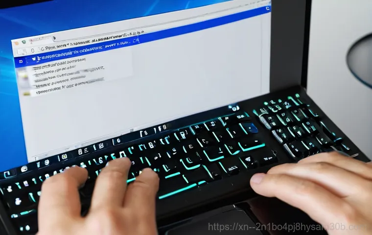 염리동 KMODE_EXCEPTION_NOT_HANDLED - A person in their late 20s, looking distressed and rubbing their temples, staring at a computer moni...