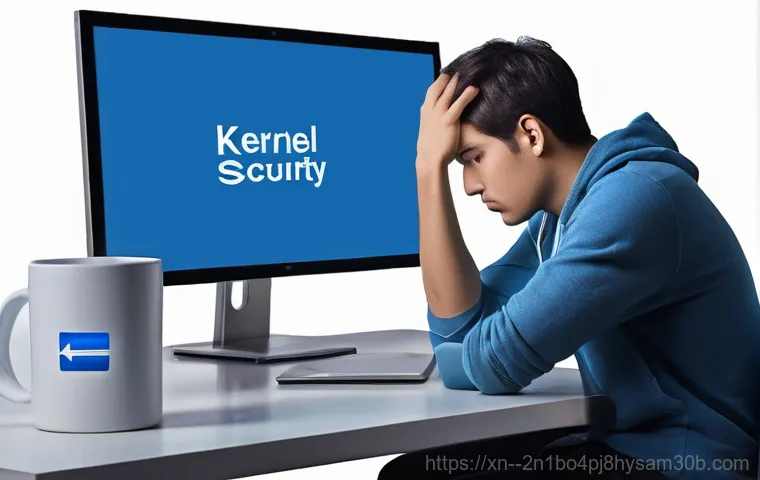 오쇠동 STATUS_KERNEL_SECURITY_CHECK - **Prompt:** A young adult, looking visibly frustrated and stressed, sits in front of a modern comput...