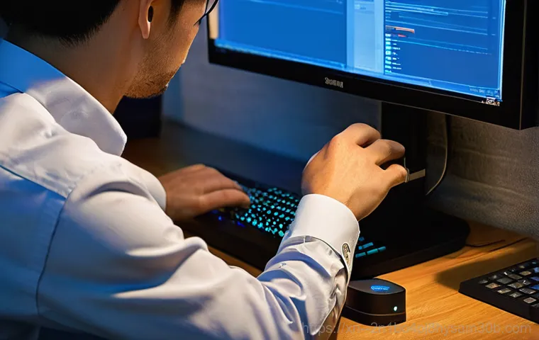 관훈동 BUGCODE_USB_DRIVER - **Prompt 1: The Sudden Blue Screen Alarm**
    A young adult, casually dressed in a t-shirt and jean...