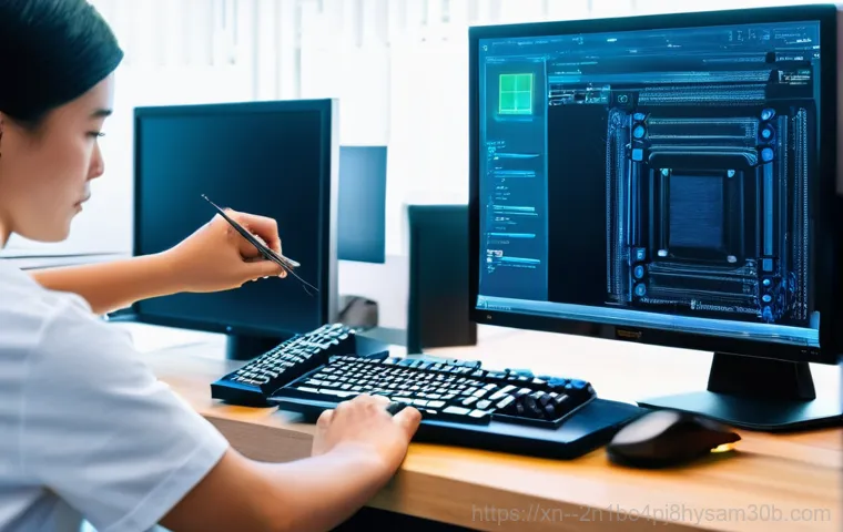 원남동 THREAD_STUCK_IN_DEVICE_DRIVER - An overhead shot of a person intently working on an open desktop computer tower. They are carefully ...