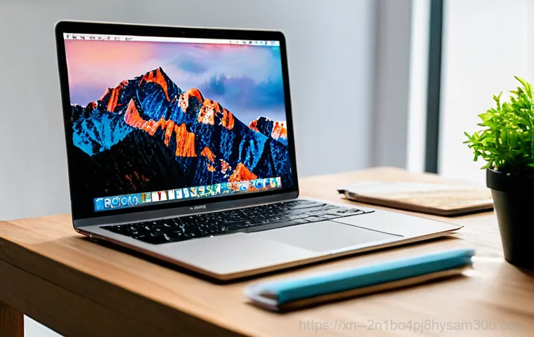 남종면 맥북에어 판매 및 수리 - A close-up shot of a 13-inch MacBook Air (e.g., M1 A2337 or 2020 A2179 model) with a noticeable, int...