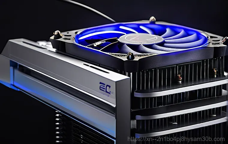 상면 쿨러조립 및 교체수리 - **Prompt 1: Overheating CPU in a Gaming PC**
    A close-up shot inside an open, modern gaming PC ca...