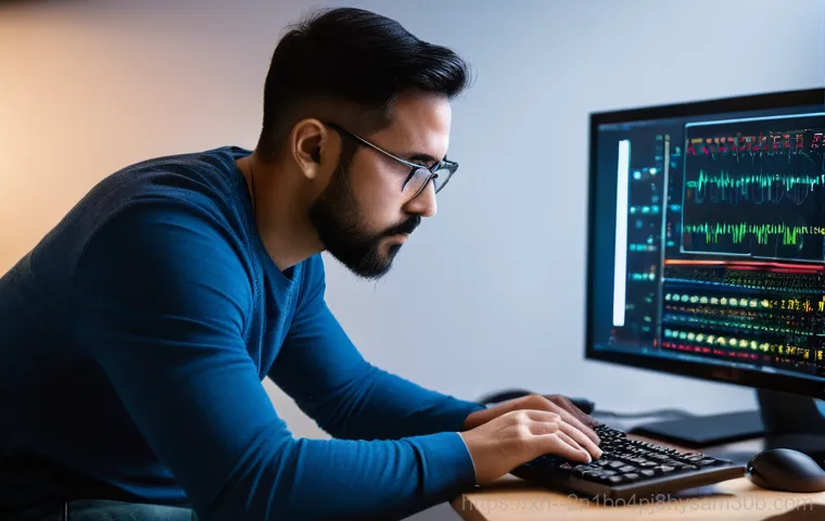하중동 STATUS_KERNEL_BOOT_FAILURE - A young professional sits at a modern desk, eyes wide with shock and frustration, staring intensely ...