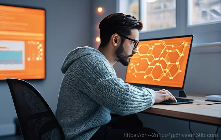 궁동 STATUS_STACK_UNDERFLOW - **Prompt:** A young adult, dressed in a comfortable t-shirt and jeans, sits at a modern desk, lookin...