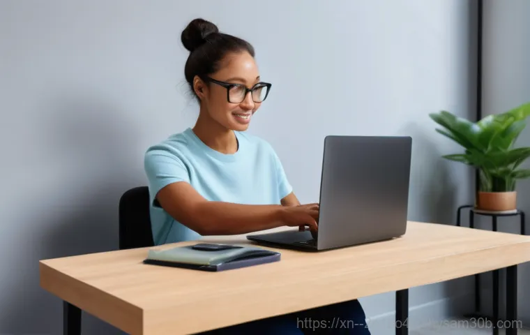 능곡동 press  f4  key - A person, wearing comfortable everyday clothes, diligently backs up important files. They are seated...