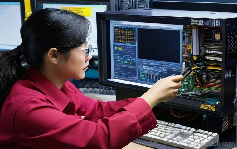 옥천동 VGA조립 및 교체수리 - **Image Prompt 2: Precise Graphic Card Installation**
    A close-up, high-angle shot focusing on a ...