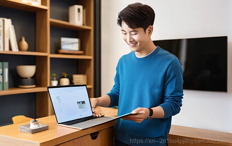 성북구 중고컴퓨터 pc 출장판매설치 - **Prompt:** A clean and modern home office setting in Seongbuk-gu, Seoul, with large windows overloo...