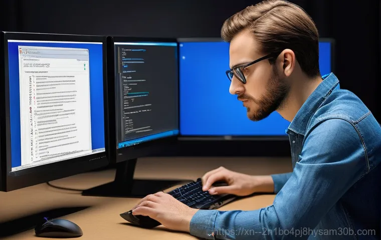 금천구 BOOTMGR is Compressed - **Prompt:** A person in their late twenties or early thirties is sitting hunched at a desk, their fa...