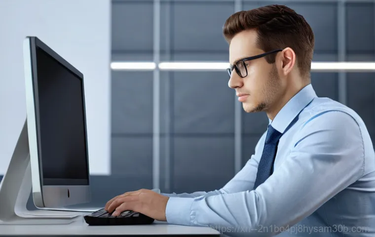 상계동 CDFS_FILE_SYSTEM - **Prompt 1: The Sudden Blue Screen Alarm**
    "A young adult, gender-neutral, is sitting at a moder...