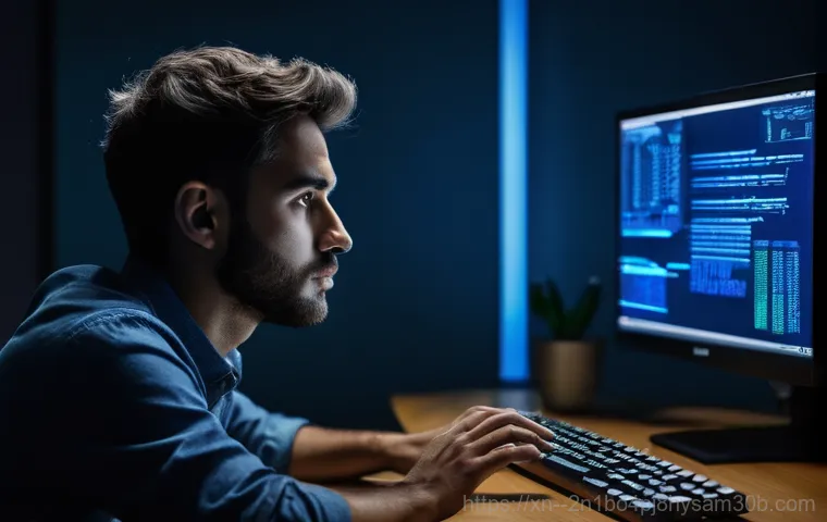 송파동 STATUS_KERNEL_BOOT_DRIVE_ERROR - A focused individual, appearing to be in their early thirties, with a neutral expression, carefully ...