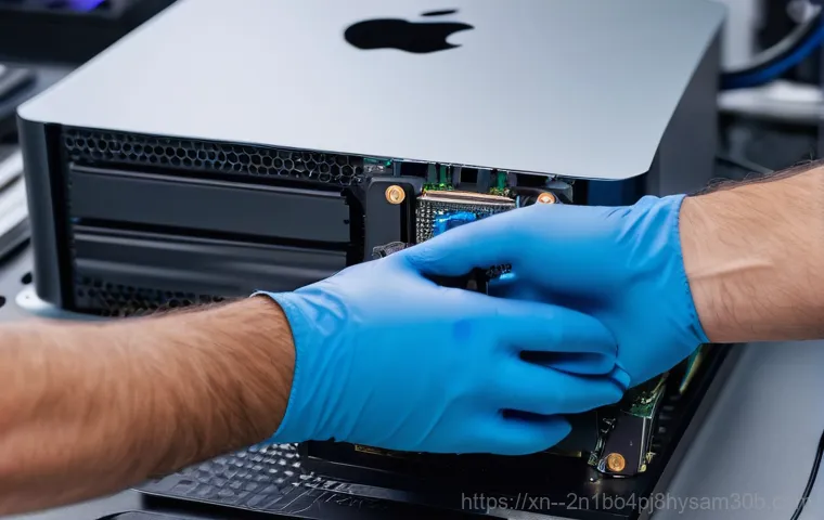 무학동 맥미니 판매 및 수리 - A sleek, modern Mac Mini sits elegantly on a minimalist desk, connected to a large, vibrant monitor....