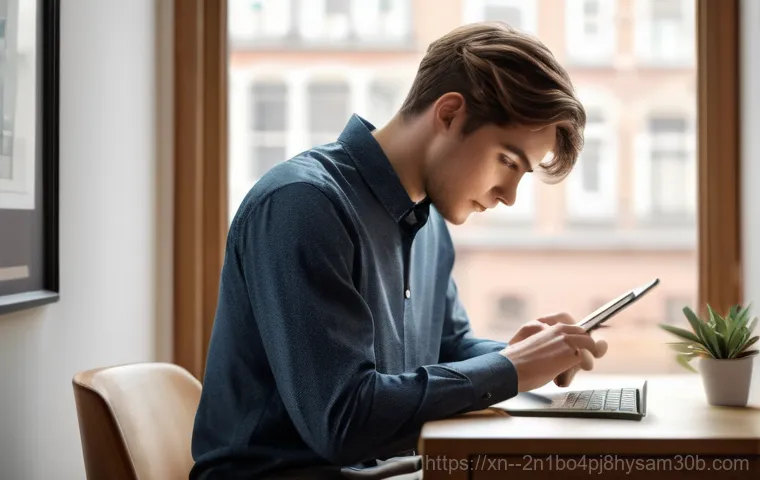 남현동 STATUS_INVALID_PARAMETER - A young person, approximately 18 years old, dressed in a comfortable, modest t-shirt and jeans, sits...