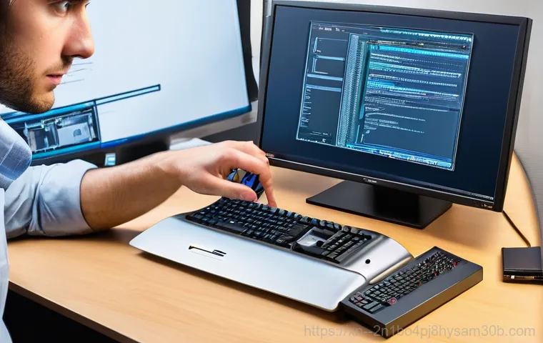 신내동 STATUS_KERNEL_UNSUPPORTED_DEVICE - **Prompt 1: Initial Encounter with Blue Screen Error**
    "A young adult in their late 20s, wearing...