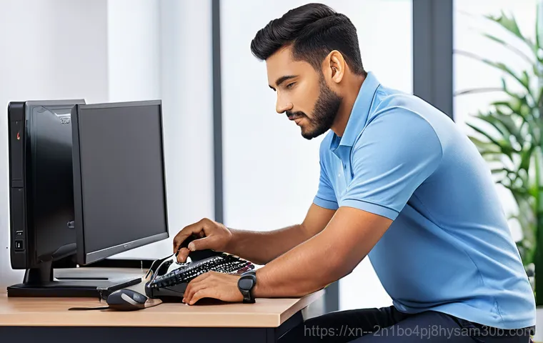 신공덕동 중고컴퓨터 pc 출장판매설치 - A vibrant and modern home office setting, where a young adult (wearing comfortable, everyday clothin...