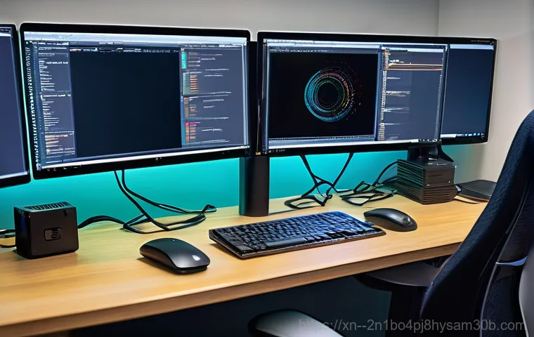 역촌동 네트워크구축 설정 및 세팅오류해결 - **Image Prompt 1: Night-time Office Network Installation**
    A wide shot of a modern, sleek office...