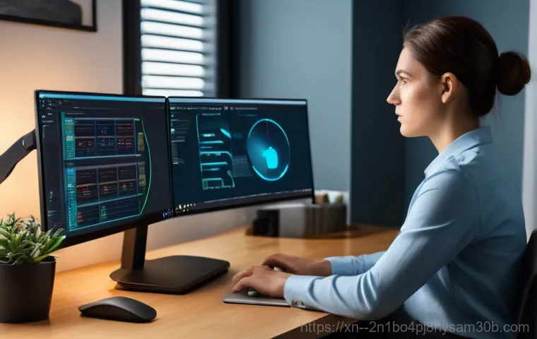 창전동 DRIVER_POWER_STATE_FAILURE - A person sitting at a desk, looking bewildered and slightly stressed at a computer monitor displayin...