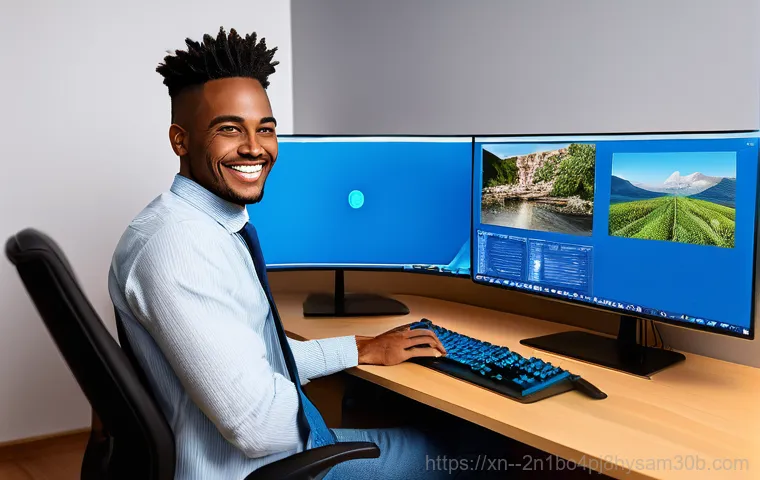 창전동 DRIVER_POWER_STATE_FAILURE - A focused individual (gender-neutral) in a well-lit home office setting, intently examining device m...