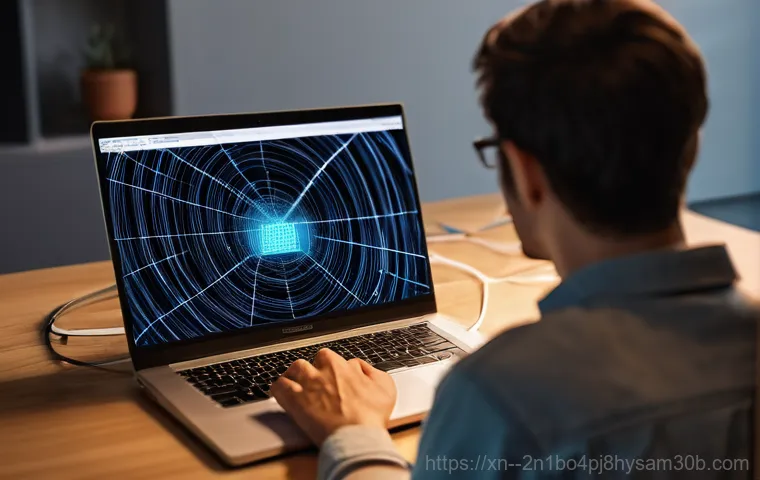 신당동 STATUS_IMAGE_ACCESS_DENIED - A close-up shot of a person's hands hovering over a keyboard, looking at a laptop screen. The screen...