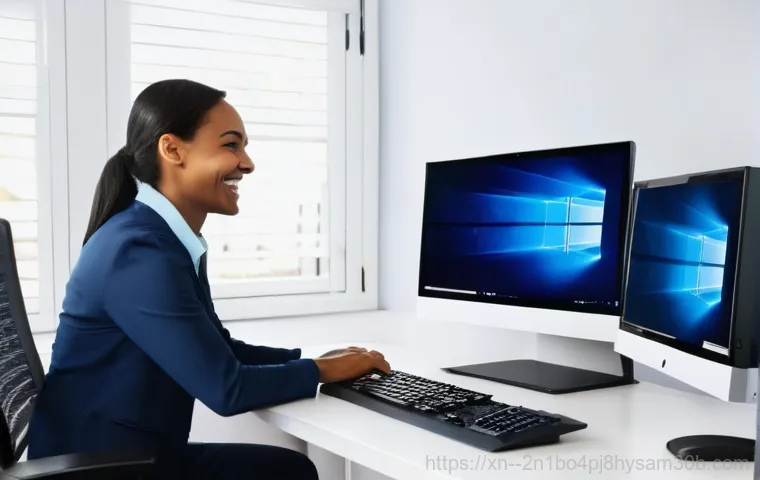 신원동 컴퓨터 desktop 출장방문수리점 - A skilled computer repair technician, wearing a clean, smart uniform, is meticulously working on an ...