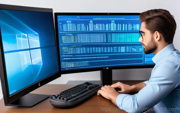 연건동 윈도우7 windows7 재설치 포맷  초기화 - A diligent adult, wearing neat everyday clothes, carefully connecting an external hard drive to a la...