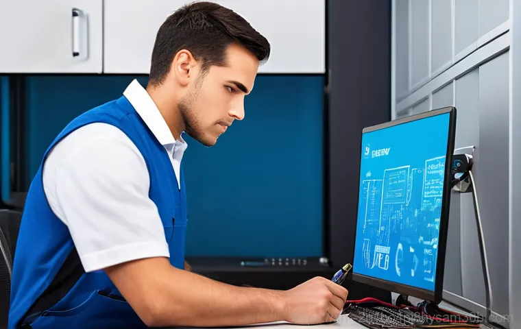 공평동 워크스테이션출장방문수리점 - **Prompt 1: Frustrated Professional with a Crashed Workstation**
    "A professional-looking person,...