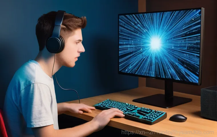 송중동 HARDWARE_INTERRUPT_STORM - **Prompt:** A young adult, dressed in comfortable casual wear, sits at a modern desk with a desktop ...