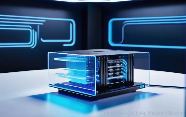 지축동 STATUS_PAGEFILE_MISSING - **Prompt:** A modern, sleek desktop computer, personified subtly with strained, glowing red lines em...