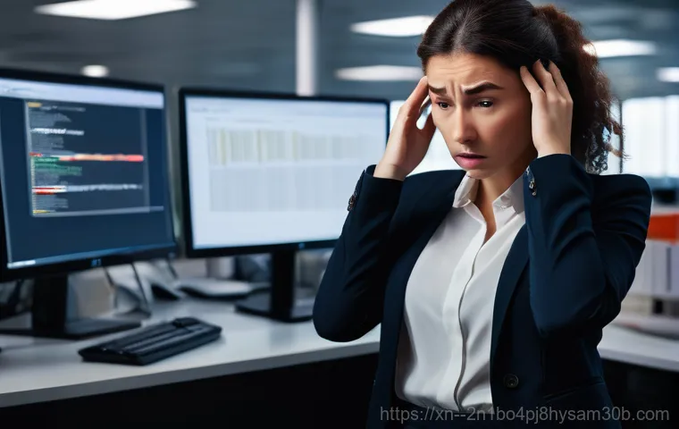 체부동 파일서버출장방문수리점 - **Image Prompt 1: Panic over a crashed server.**
    A young female professional, in her late 20s, w...