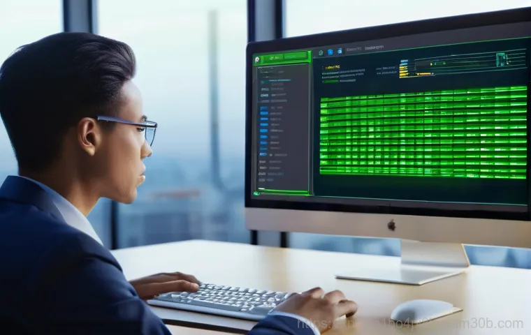 용신동 STATUS_KERNEL_HANDLE_INVALID - **Prompt:** A focused technician, wearing a clean, professional work shirt, is meticulously examinin...