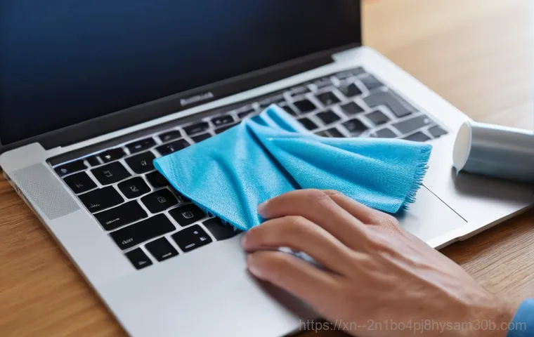 강일동 맥북에어 판매 및 수리 - **A person, dressed in comfortable loungewear, sits at a desk in a dimly lit home office late at nig...