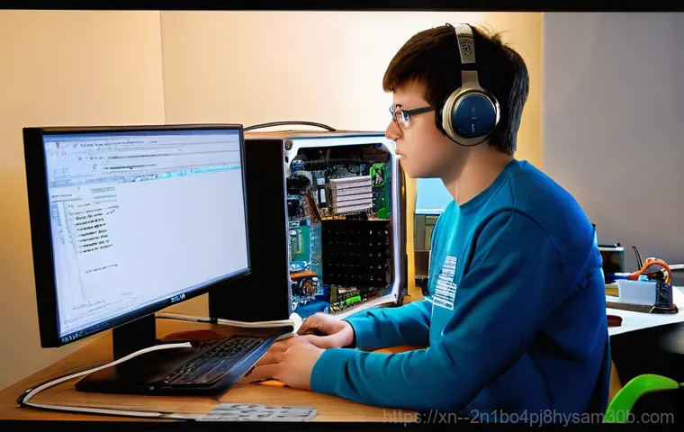 쌍문동 ACPI_BIOS_ERROR - **Prompt 1: The Dread of the Blue Screen**
    "A person, visibly frustrated and anxious, sits in fr...