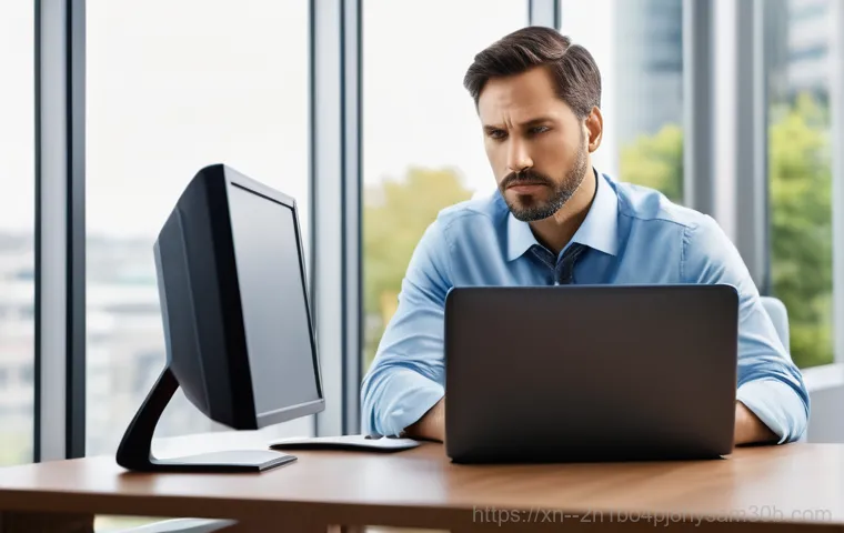 충정로 STATUS_SECURITY_POLICY_VIOLATION - A professional in their late 30s, wearing smart casual attire, sits at a minimalist wooden desk. The...