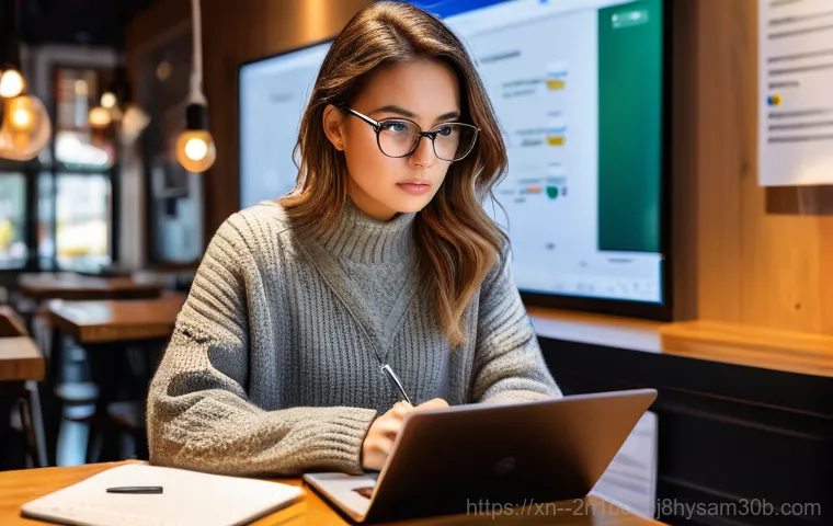 홍대 STATUS_FILE_NOT_FOUND - A perplexed young adult (gender-neutral, wearing casual but modest attire) sits at a cluttered desk ...
