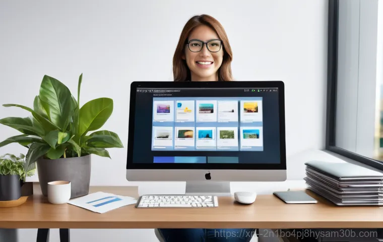 도화동 하드조립 및 교체수리 - A joyful young man, wearing a casual t-shirt, sits in front of a sleek, modern desktop computer. The...