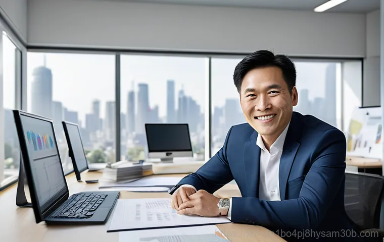 황학동 워크스테이션출장방문수리점 - **Prompt 2:** A focused male computer technician in his 30s, dressed in a professional service unifo...
