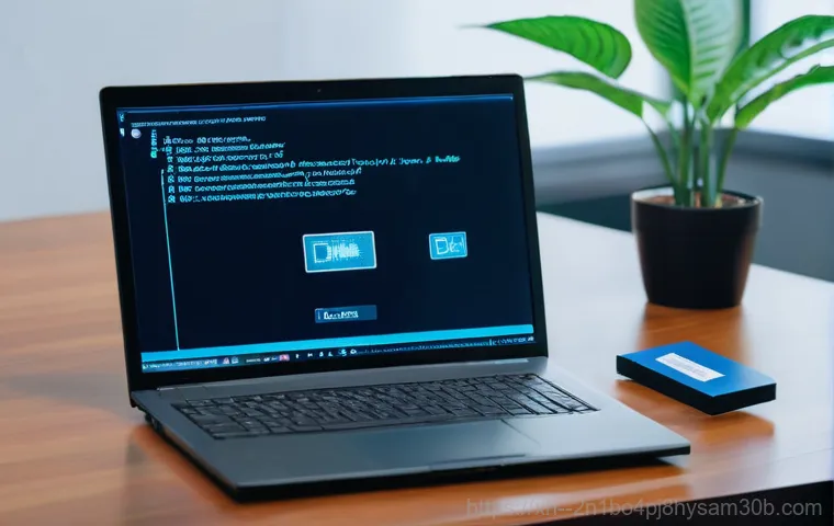 상면 a disk read error occurred - **Prompt:** An overhead shot looking into an open computer tower. A person's hands (wearing a plain ...