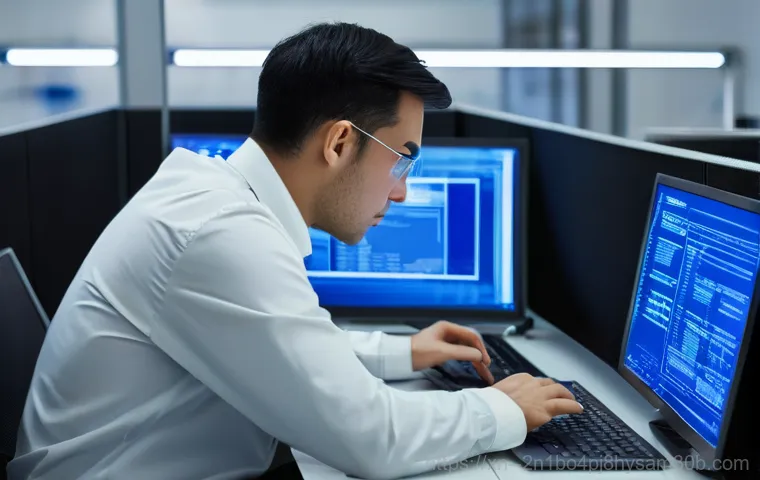 녹번동 STATUS_KERNEL_LOG_FAILURE - A person, mid-20s, with a look of extreme frustration and panic, staring wide-eyed at a computer scr...