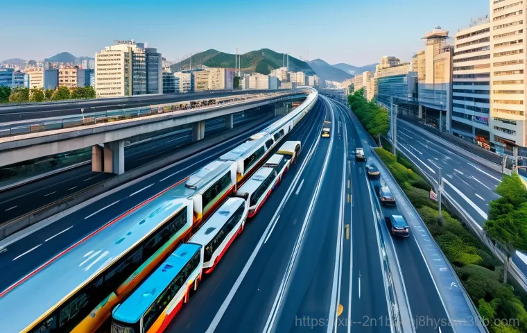 소하동 STATUS_PRIVILEGED_INSTRUCTION - Image Prompt 1: Soha-dong's Dynamic Transportation Hub**