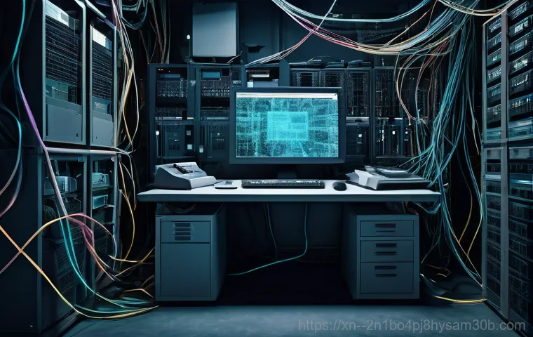 역동 THREAD_TERMINATION_PORT - An intricate, glowing network within a stylized computer's inner workings, depicted with advanced mi...